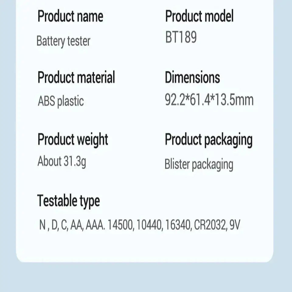Universal Battery Tester for AA/AAA/C/D/9V/1.5V/3V (2 colours available) - HBC