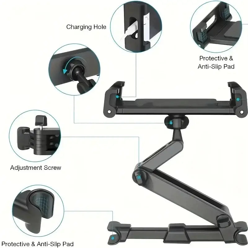 Universal Car Headrest Tablet & Phone Holder Mount (Black & Red) - HBC