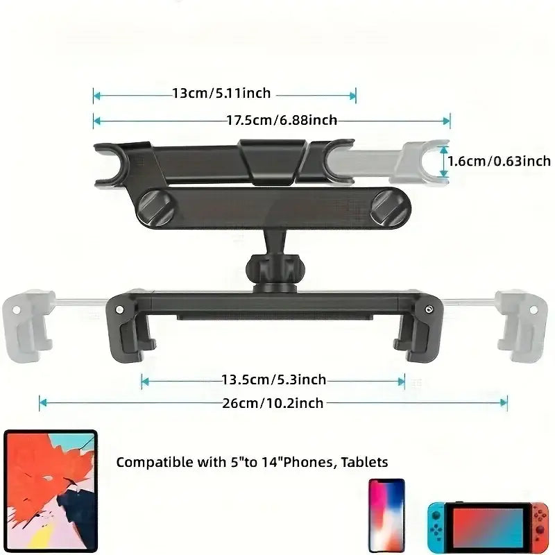 Universal Car Headrest Tablet & Phone Holder Mount (Black & Red) - HBC