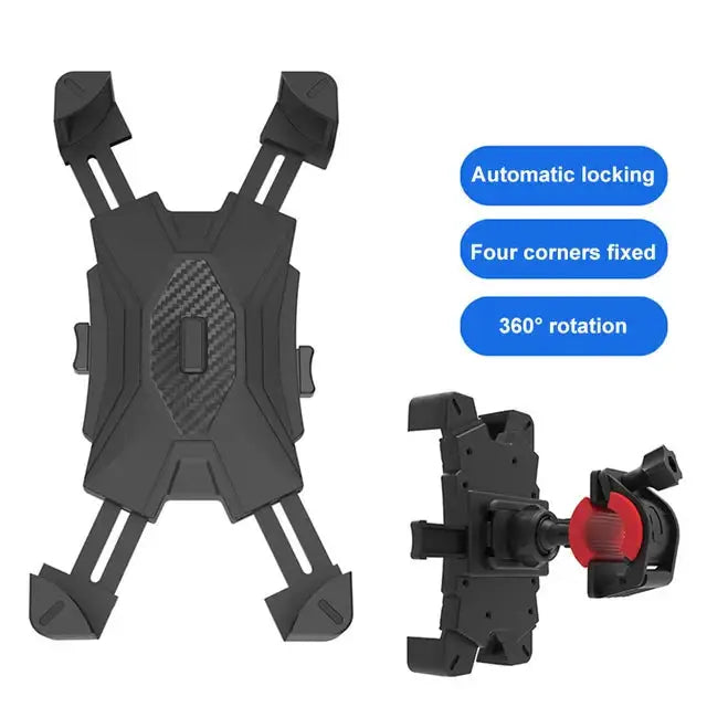 Universal Large Phone Holder for Bike Motorcycle and Scooters - Black - HBC