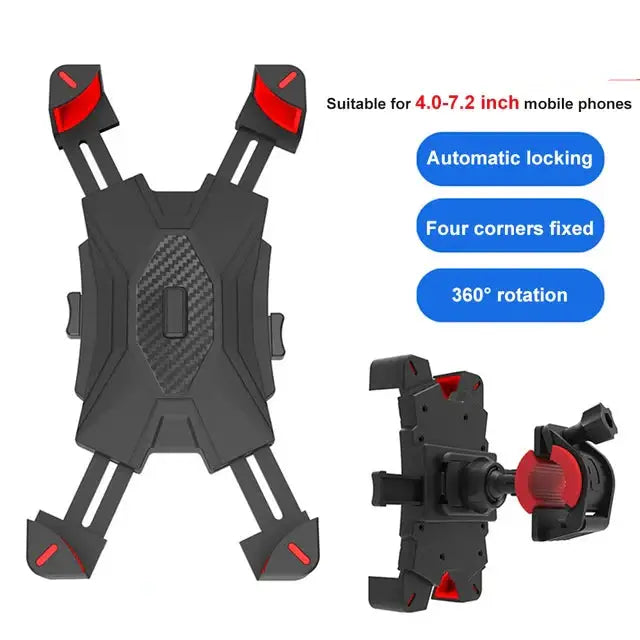 Universal Large Phone Holder for Bike Motorcycle and Scooters - Red - HBC