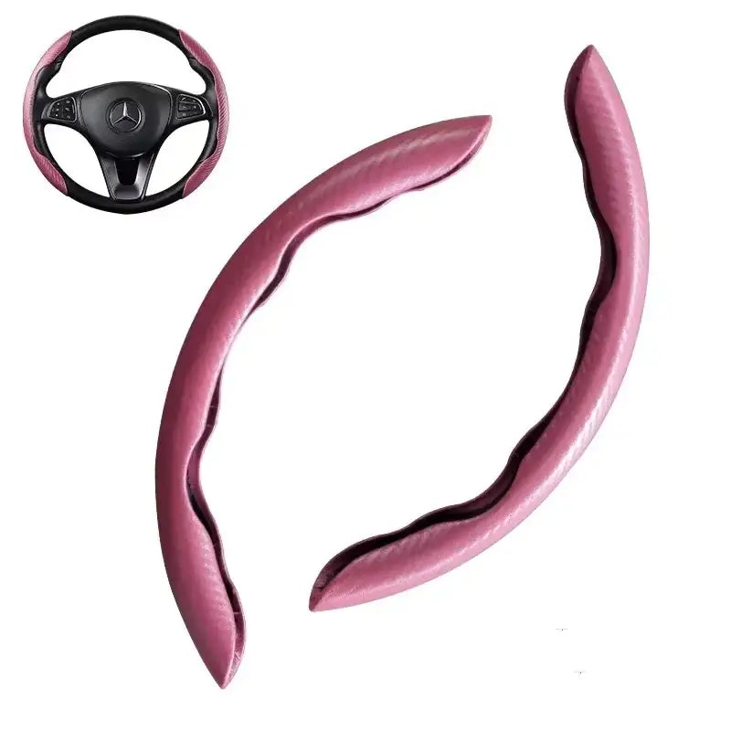 Universal Microfiber Leather Car Steering Wheel Cover (different colours & sets available) - Pink 2PCS - HBC