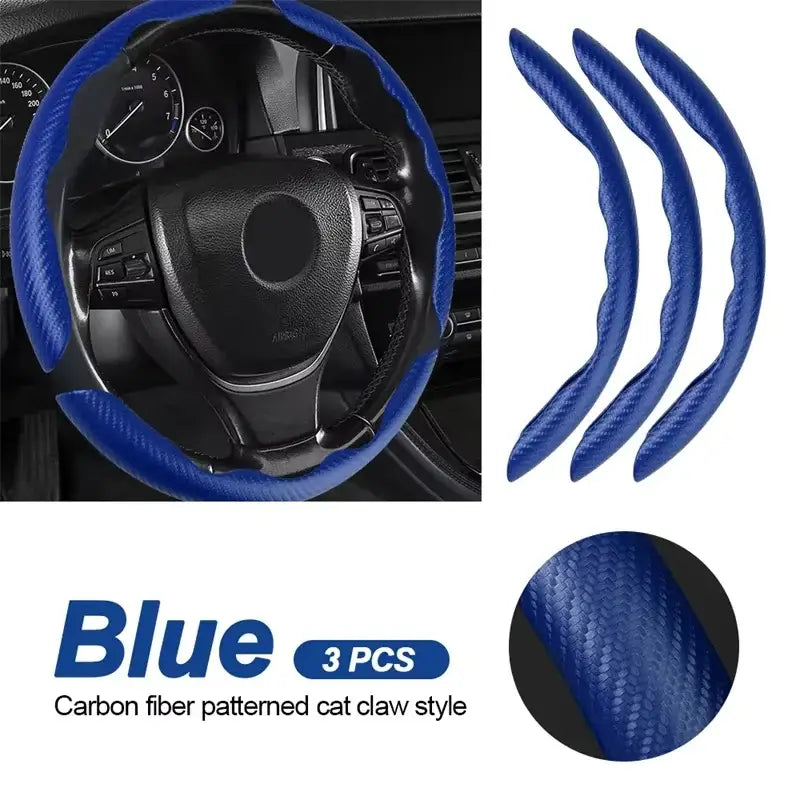 Universal Microfiber Leather Car Steering Wheel Cover (different colours & sets available) - Blue 3PCS - HBC