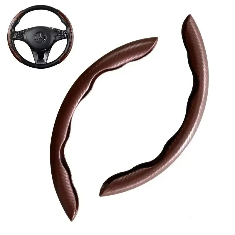 Universal Microfiber Leather Car Steering Wheel Cover (different colours & sets available) - Coffee 2PCS - HBC