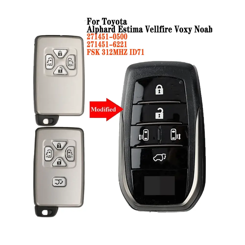 Upgrade Replacement Smart Remote Key for Toyota Alphard Vellfire Previa Voxy Noah 2005-2014 Board NO:271451-6221