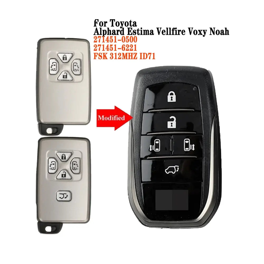 Upgrade Replacement Smart Remote Key for Toyota Alphard Vellfire Previa Voxy Noah 2005-2014 Board NO:271451-6221