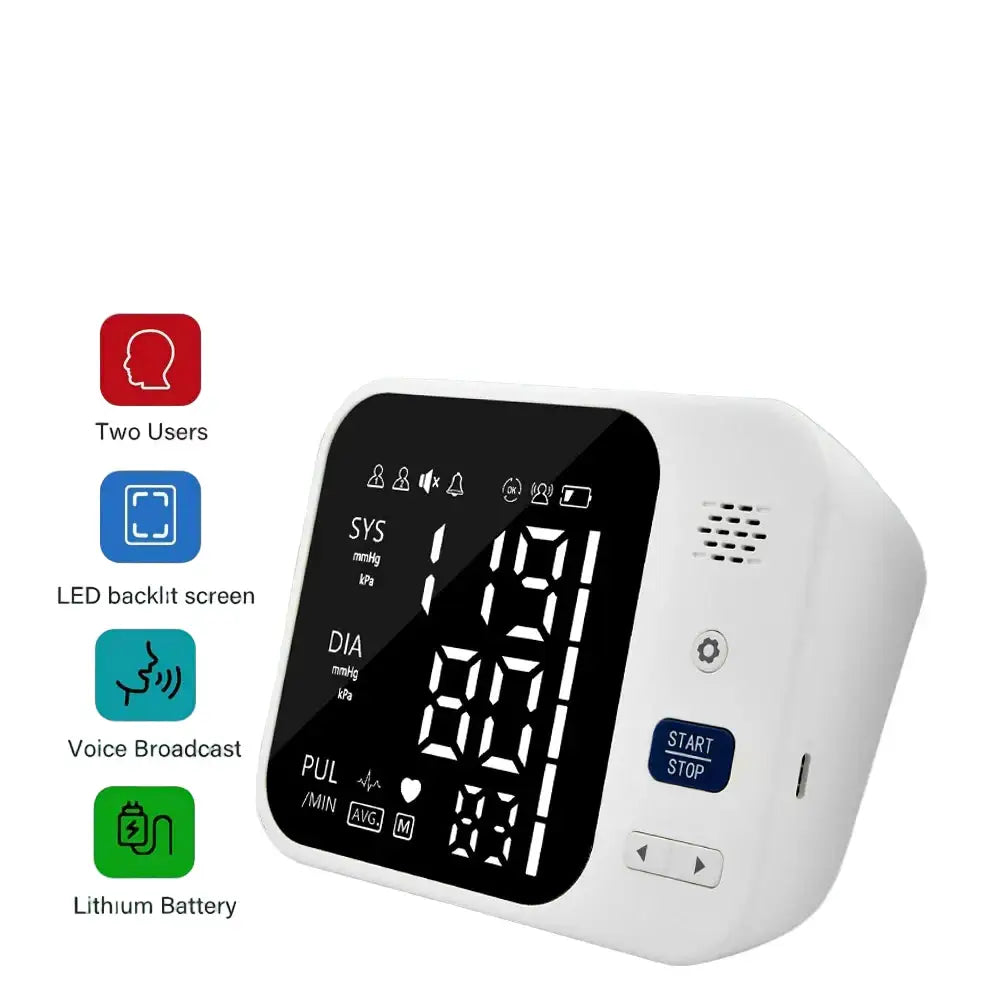 Upper Arm Automatic Blood Pressure Monitor – Digital Sphygmomanometer - White / Blood Pressure Monitor - HBC