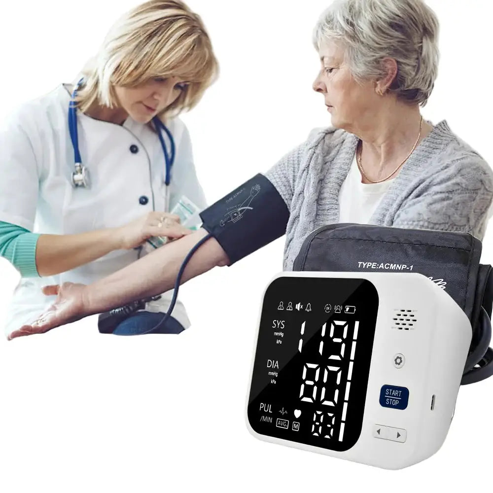 Upper Arm Automatic Blood Pressure Monitor – Digital Sphygmomanometer - White / Blood Pressure Monitor - HBC