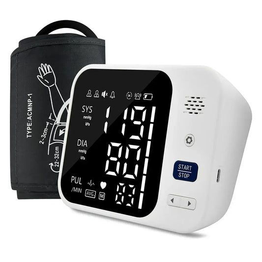 Upper Arm Automatic Blood Pressure Monitor – Digital Sphygmomanometer - White / Blood Pressure Monitor - HBC