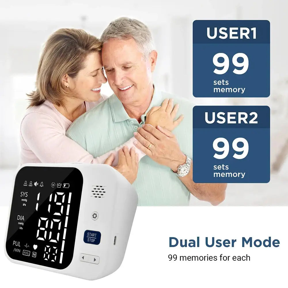 Upper Arm Automatic Blood Pressure Monitor – Digital Sphygmomanometer - White / Blood Pressure Monitor - HBC