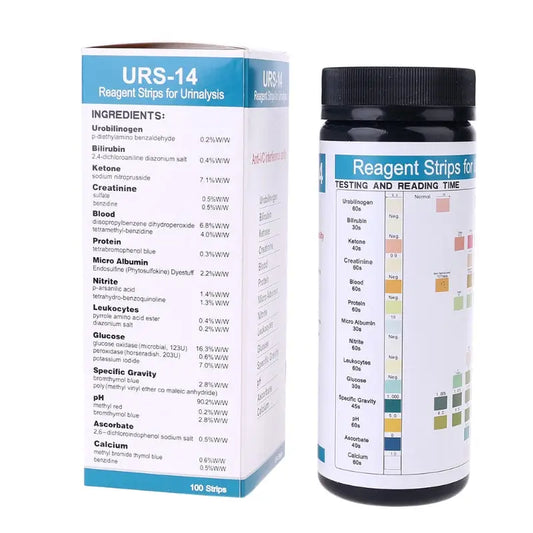 URS-14 100strips Urinalysis Reagent Test Paper Urine Test Strips Leukocytes Nitrite Urobilinogen Protein pH Ketone