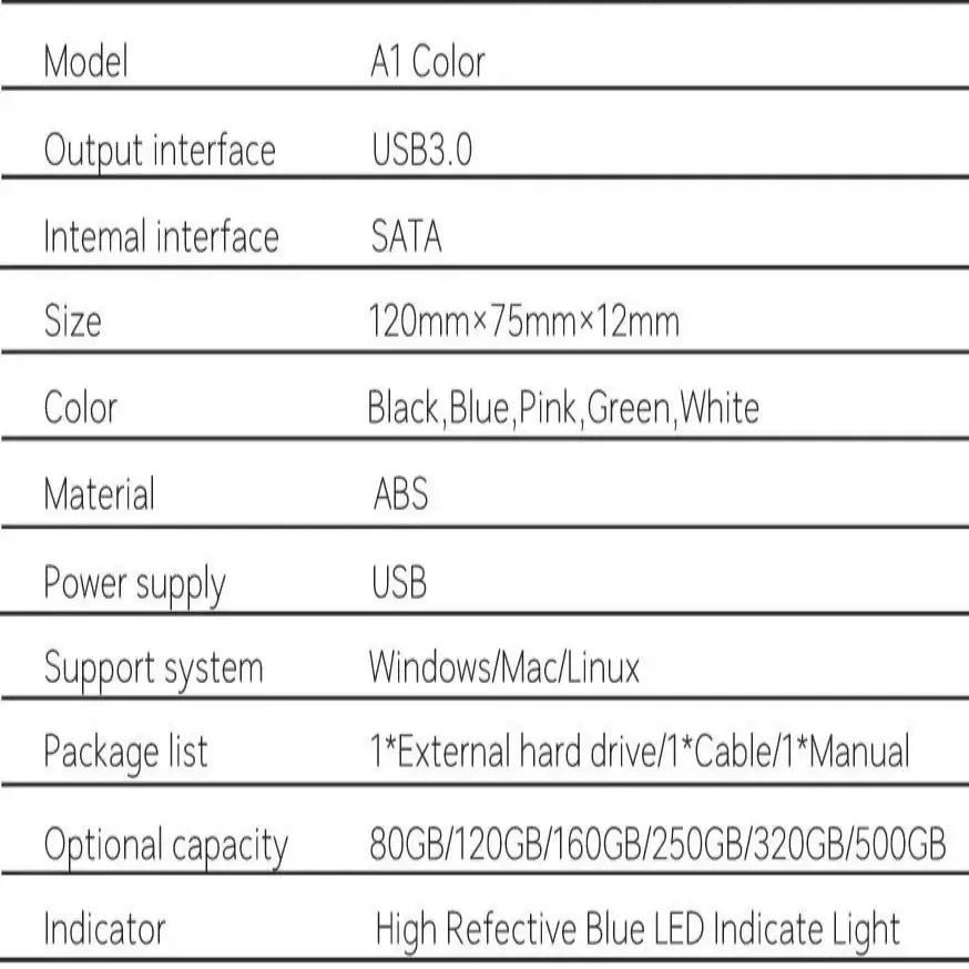 USB 3.0 External Hard Drive HDD for PC Mac Xbox & PS4 (80GB to 2TB) (5 colours available) - TWS