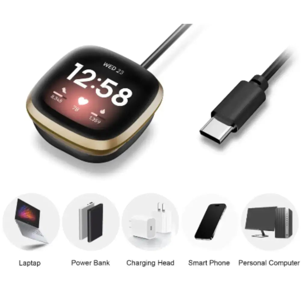 USB-C Charger Dock for Fitbit Versa 3/4 & Sense 1/2