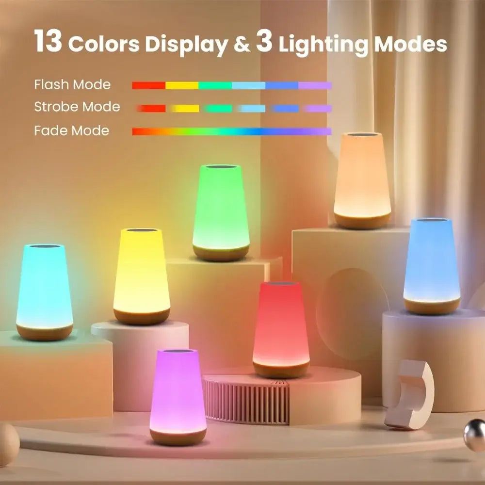 Usb Rechageable Dimmable Touch Lamp Bedroom Portable Table Bedside Night Lamp 13 RGB Colors Night Lights Baby Kids
