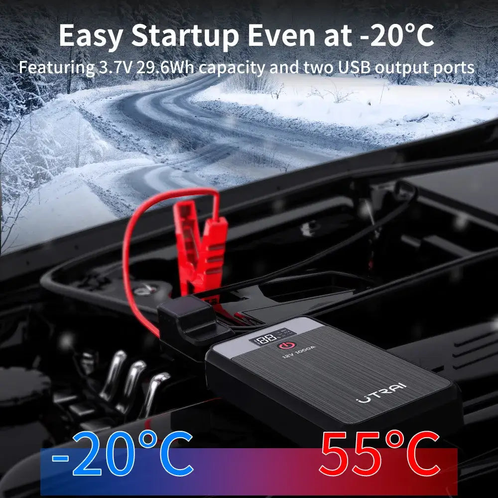 UTRAI Car Jump Starter 1000A Battery Charger 8000mAh Emergency Power Bank Booster with LED Lighting Starting Device