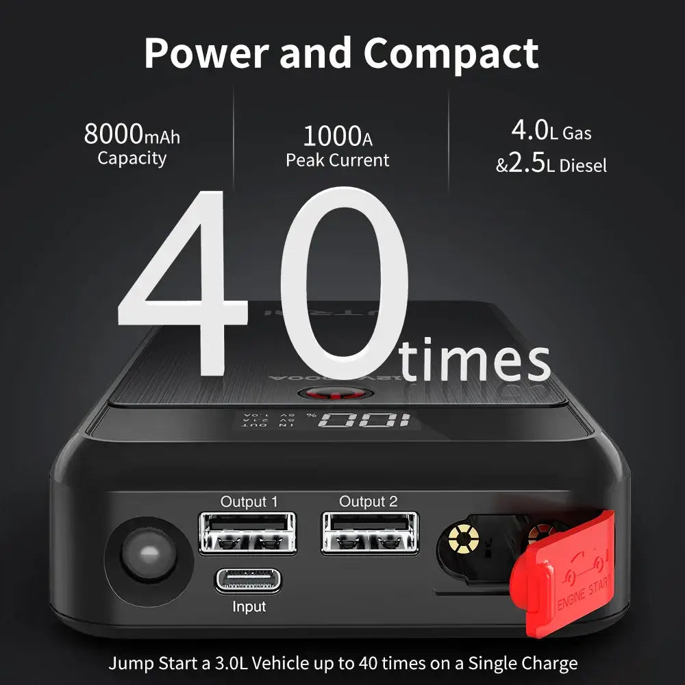 UTRAI Car Jump Starter 1000A Battery Charger 8000mAh Emergency Power Bank Booster with LED Lighting Starting Device