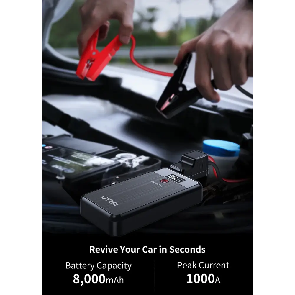 UTRAI Car Jump Starter 1000A Battery Charger 8000mAh Emergency Power Bank Booster with LED Lighting Starting Device