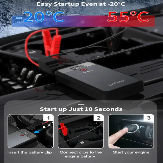 UTRAI Car Jump Starter 1000A Battery Charger 8000mAh Emergency Power Bank Booster with LED Lighting Starting Device