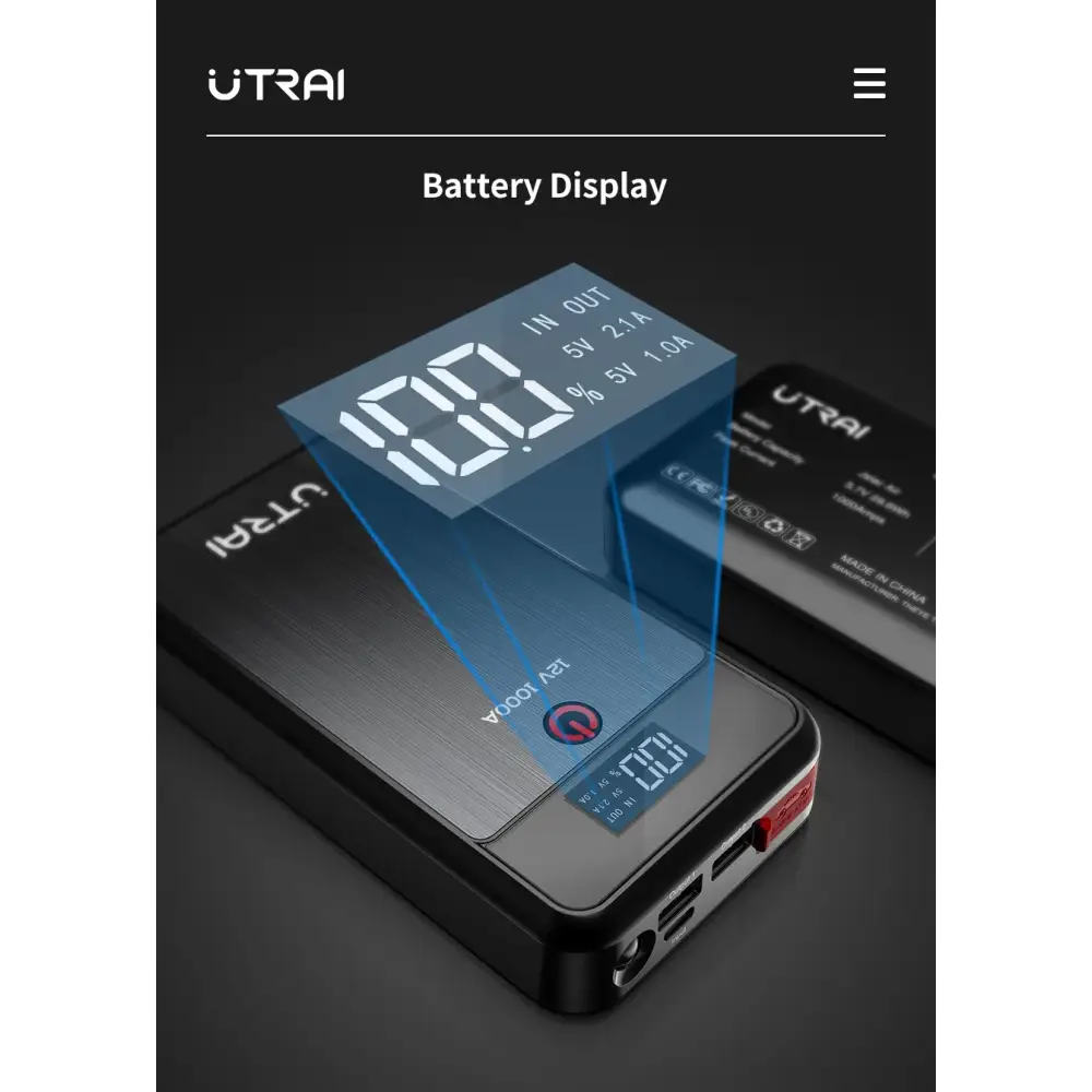 UTRAI Car Jump Starter 1000A Battery Charger 8000mAh Emergency Power Bank Booster with LED Lighting Starting Device