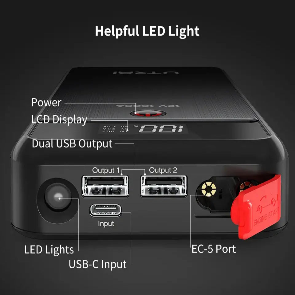 UTRAI Car Jump Starter 1000A Battery Charger 8000mAh Emergency Power Bank Booster with LED Lighting Starting Device