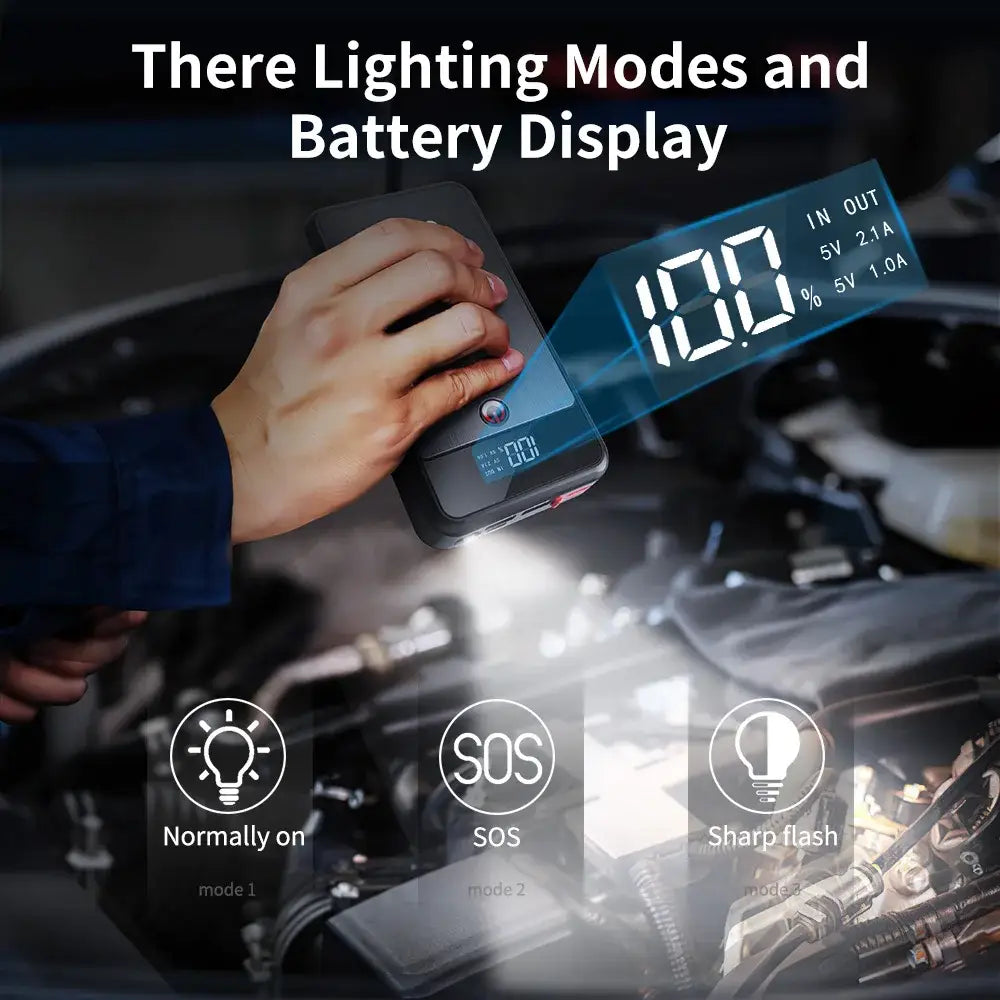UTRAI Car Jump Starter 1000A Battery Charger 8000mAh Emergency Power Bank Booster with LED Lighting Starting Device