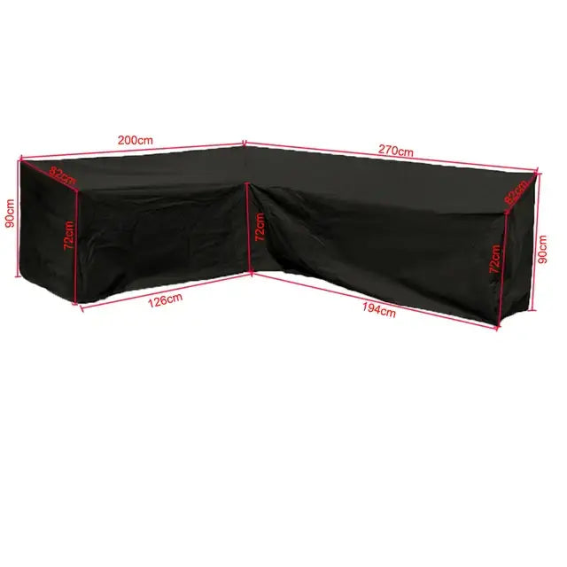 V/L-Shape Waterproof Garden Sofa Cover – Rattan Corner Furniture Protector (different sizes available) - 200x270x82cm