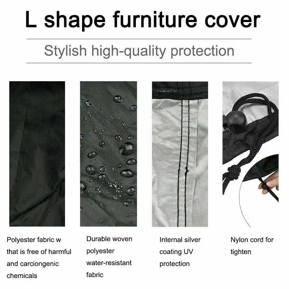 V/L-Shape Waterproof Garden Sofa Cover – Rattan Corner Furniture Protector (different sizes available) - SS