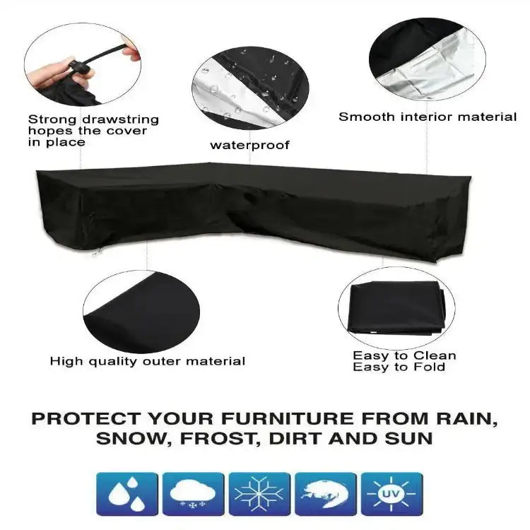 V/L-Shape Waterproof Garden Sofa Cover – Rattan Corner Furniture Protector (different sizes available) - SS