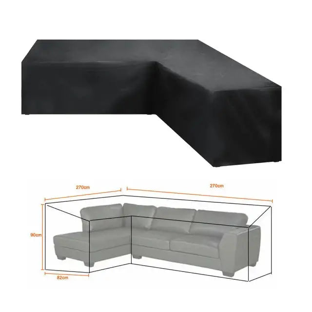V/L-Shape Waterproof Garden Sofa Cover – Rattan Corner Furniture Protector (different sizes available) - 270x270x90cm