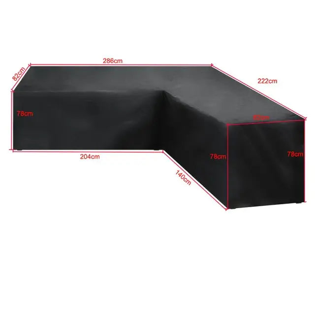 V/L-Shape Waterproof Garden Sofa Cover – Rattan Corner Furniture Protector (different sizes available) - 286x222x82cm