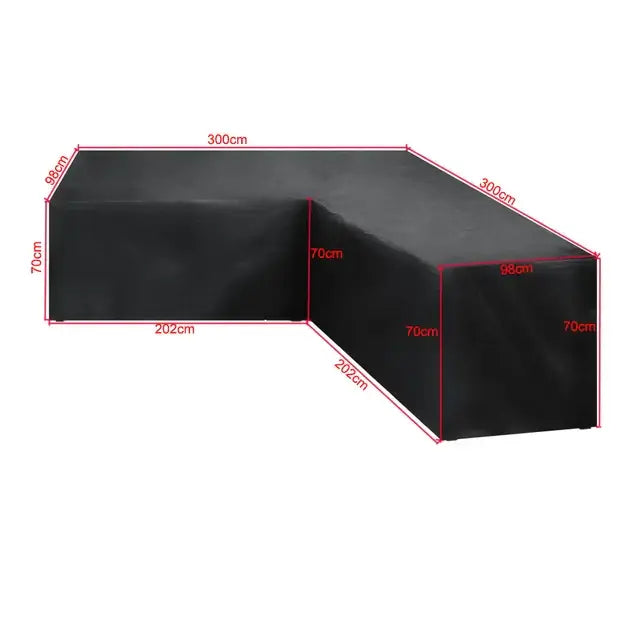 V/L-Shape Waterproof Garden Sofa Cover – Rattan Corner Furniture Protector (different sizes available) - 300x300x98cm