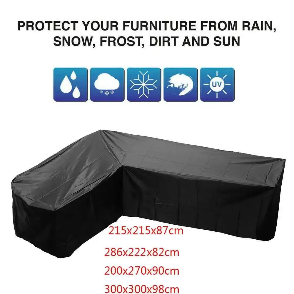 V/L-Shape Waterproof Garden Sofa Cover – Rattan Corner Furniture Protector (different sizes available) - SS