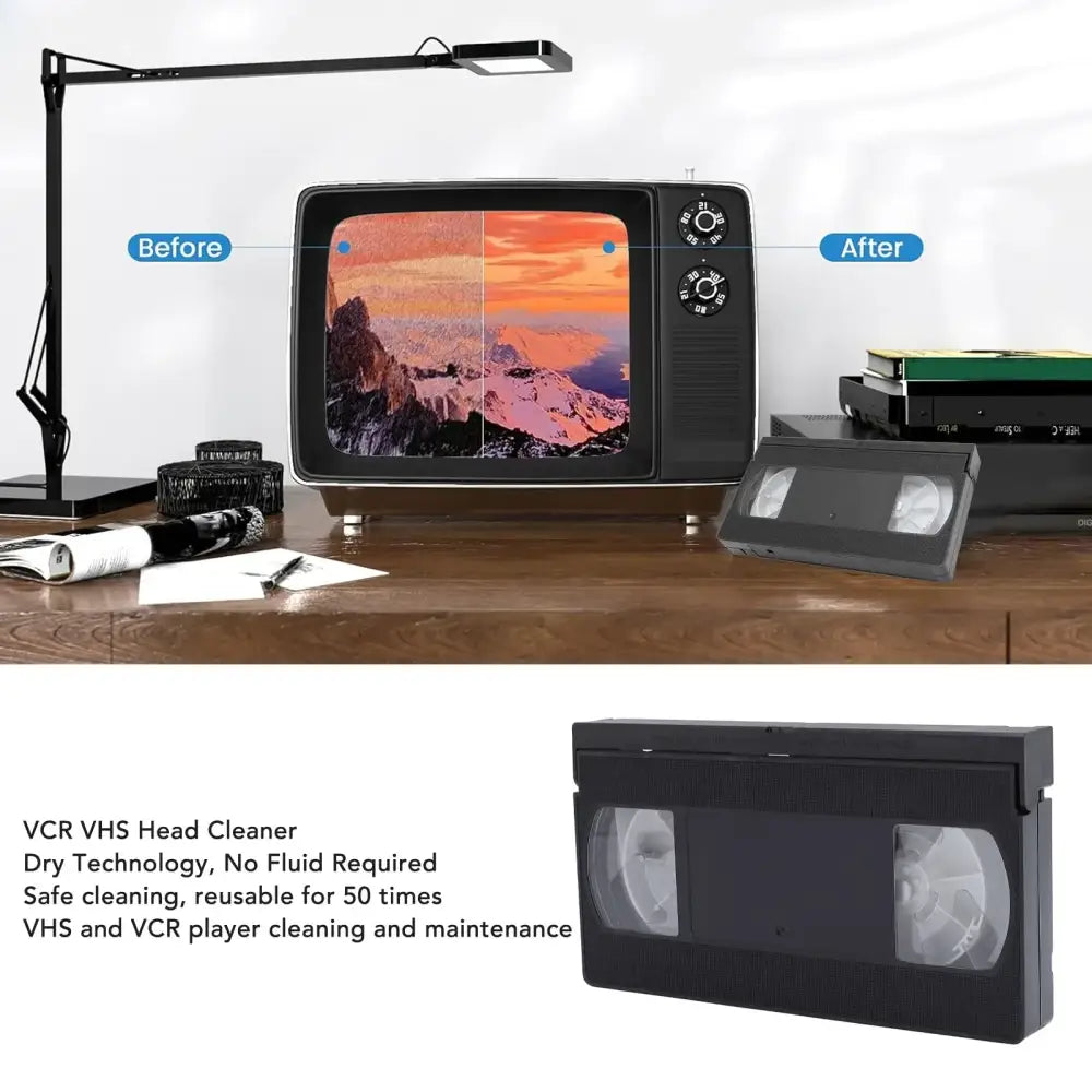 VCR VHS Head Cleaner Reusable Video Player Head Cleaning Tool Dry Technology No Fluid Required Video Head Dry Cleaner