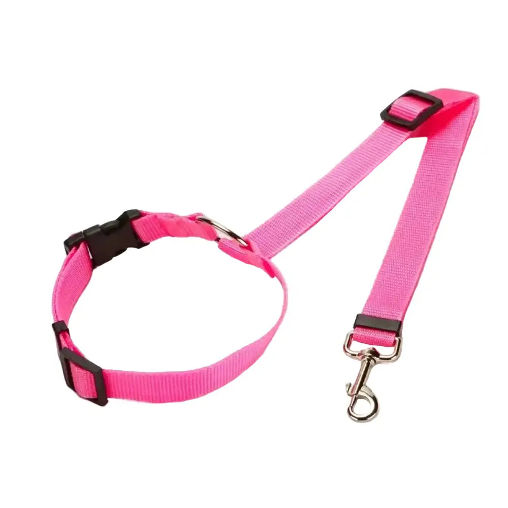 Vehcile Belt & Adjustable Nylon Leash for Dogs (7 colors available) - Pink - SS