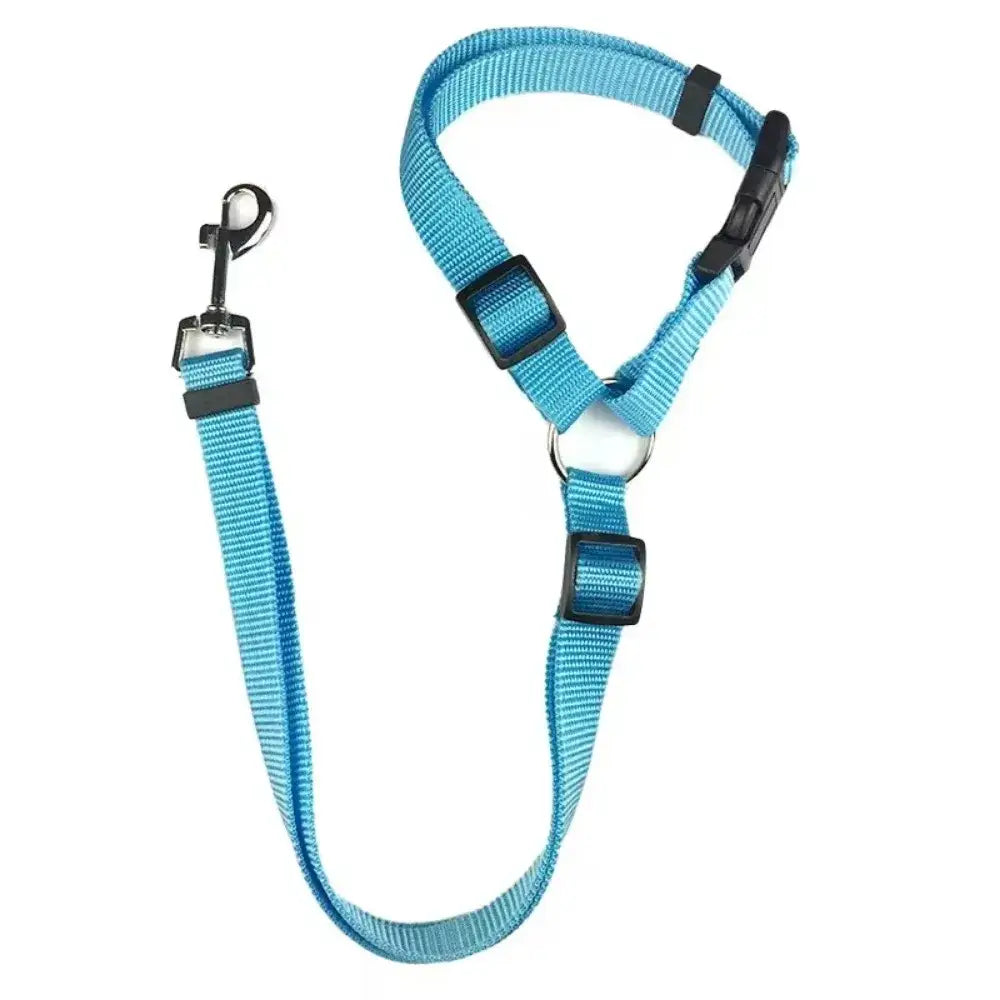 Vehcile Belt & Adjustable Nylon Leash for Dogs (7 colors available) - Sky Blue - SS