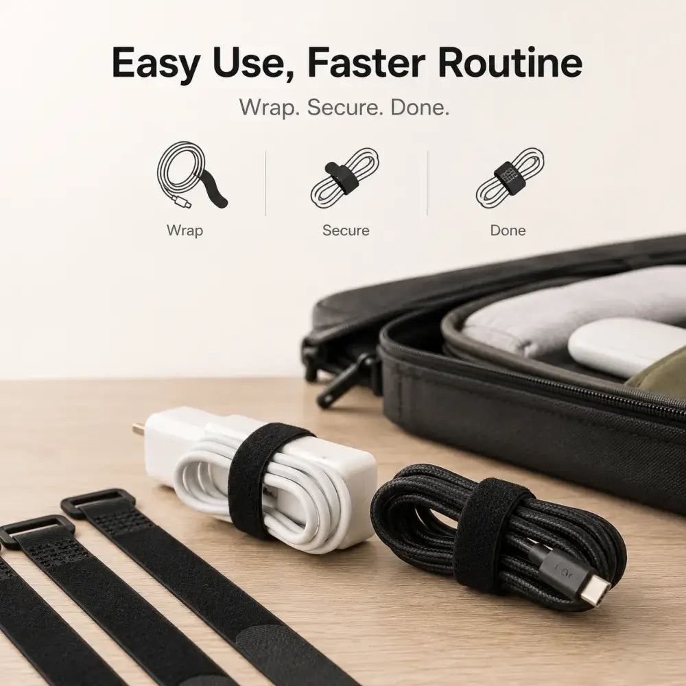 Velcros Straps Reusable Organizer Black Hook and Loop Fastener Nylon Cable Ties Adjustable Wire Wrapping Cable Cord