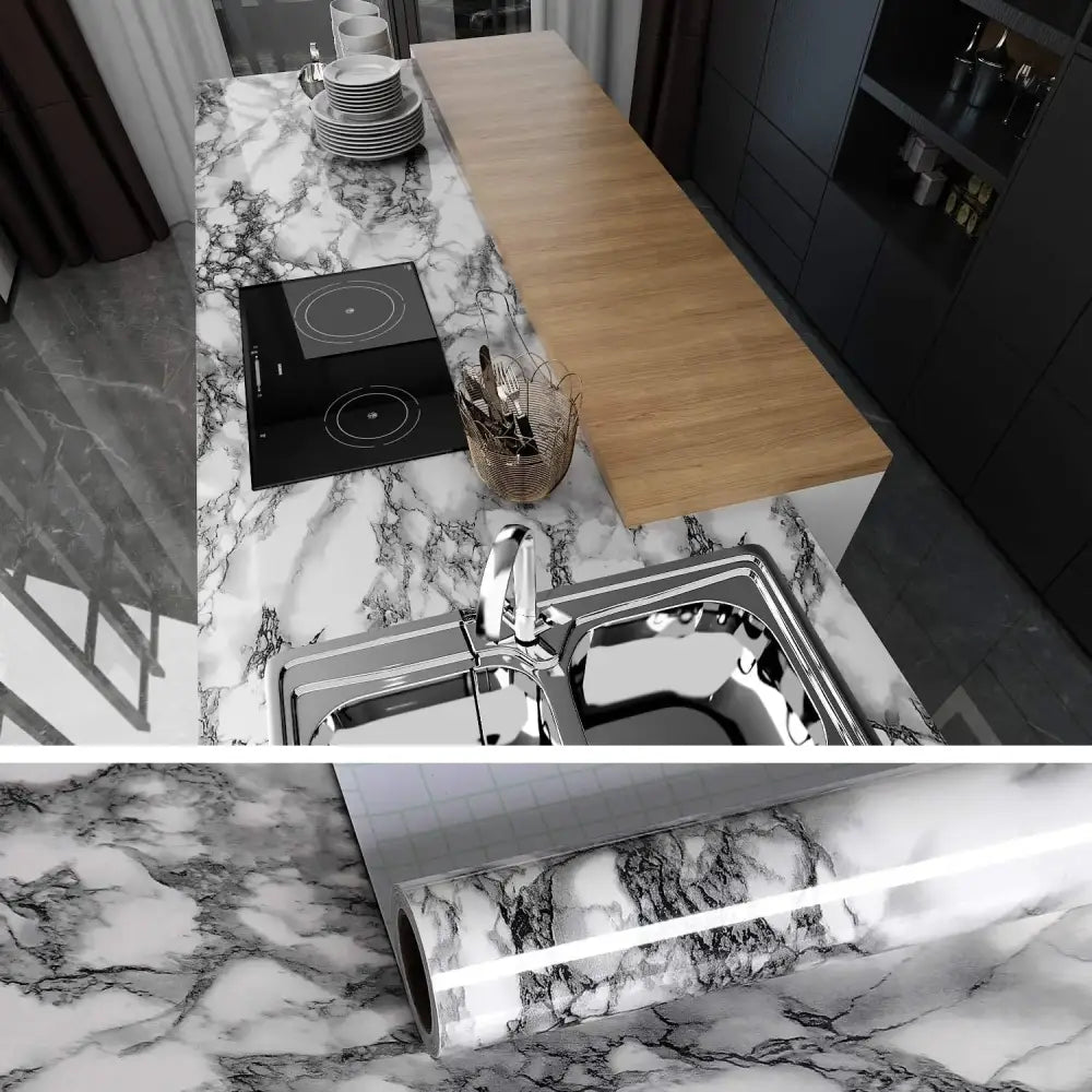 Vinyl Marble Wallpaper – Waterproof (8 designs available) - Design 3 / 40cm x 100cm - SS