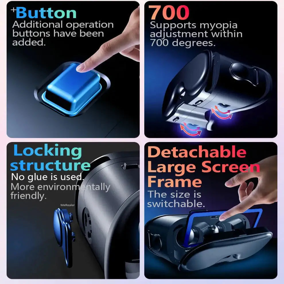 Virtual Reality Headset for 5–7’’ Smartphones - Black / VR Glass - 9eight5