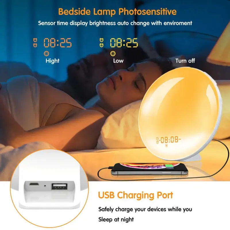 Wake-Up Light Alarm Clock – Sunrise/Sunset Simulation - HBC
