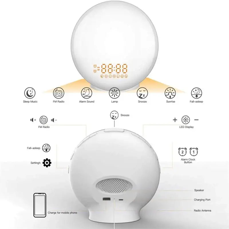 Wake-Up Light Alarm Clock – Sunrise/Sunset Simulation - HBC