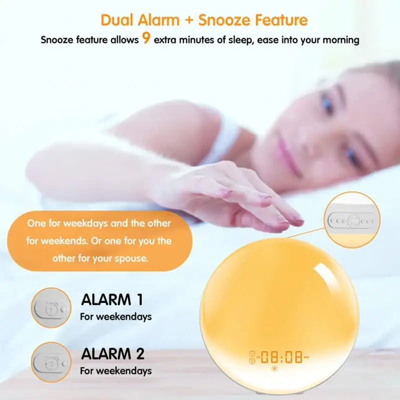 Wake-Up Light Alarm Clock – Sunrise/Sunset Simulation - HBC