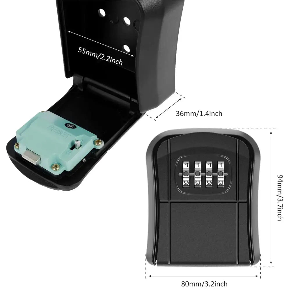 Wall-Mount Key Lock Box with Code (4 types available) - Black B / Key Lock Box - SS