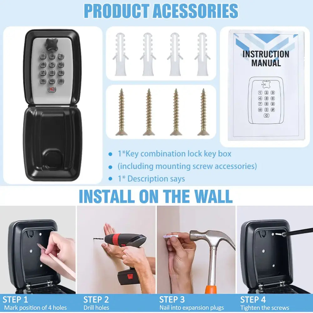 Wall-Mount Key Lock Box with Code (4 types available) - SS