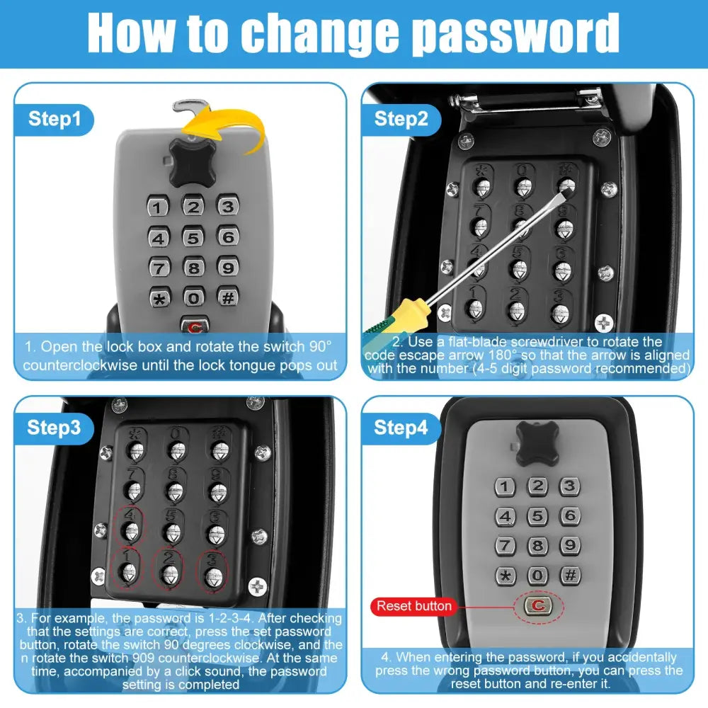 Wall-Mount Key Lock Box with Code (4 types available) - SS