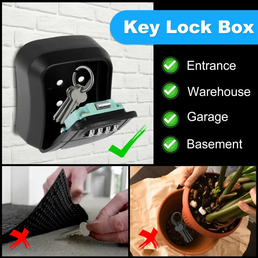 Wall-Mount Key Lock Box with Code (4 types available) - SS