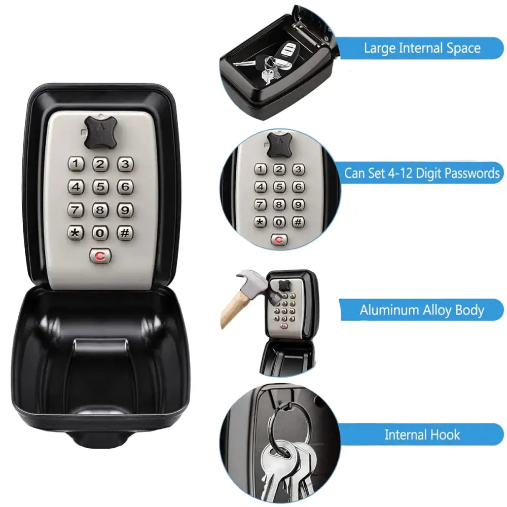Wall-Mount Key Lock Box with Code (4 types available) - SS