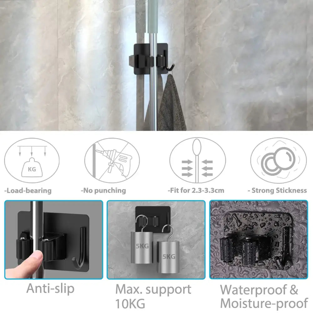 Wall-Mount Mop & Broom Holder - SS