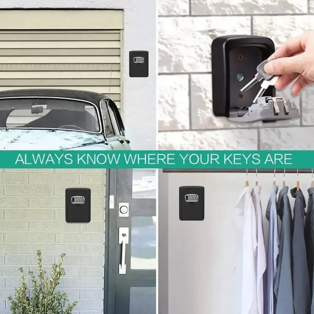 Wall-Mounted Key Keeper – 4-Digit Lock Box (available in Gray & Black) - SS