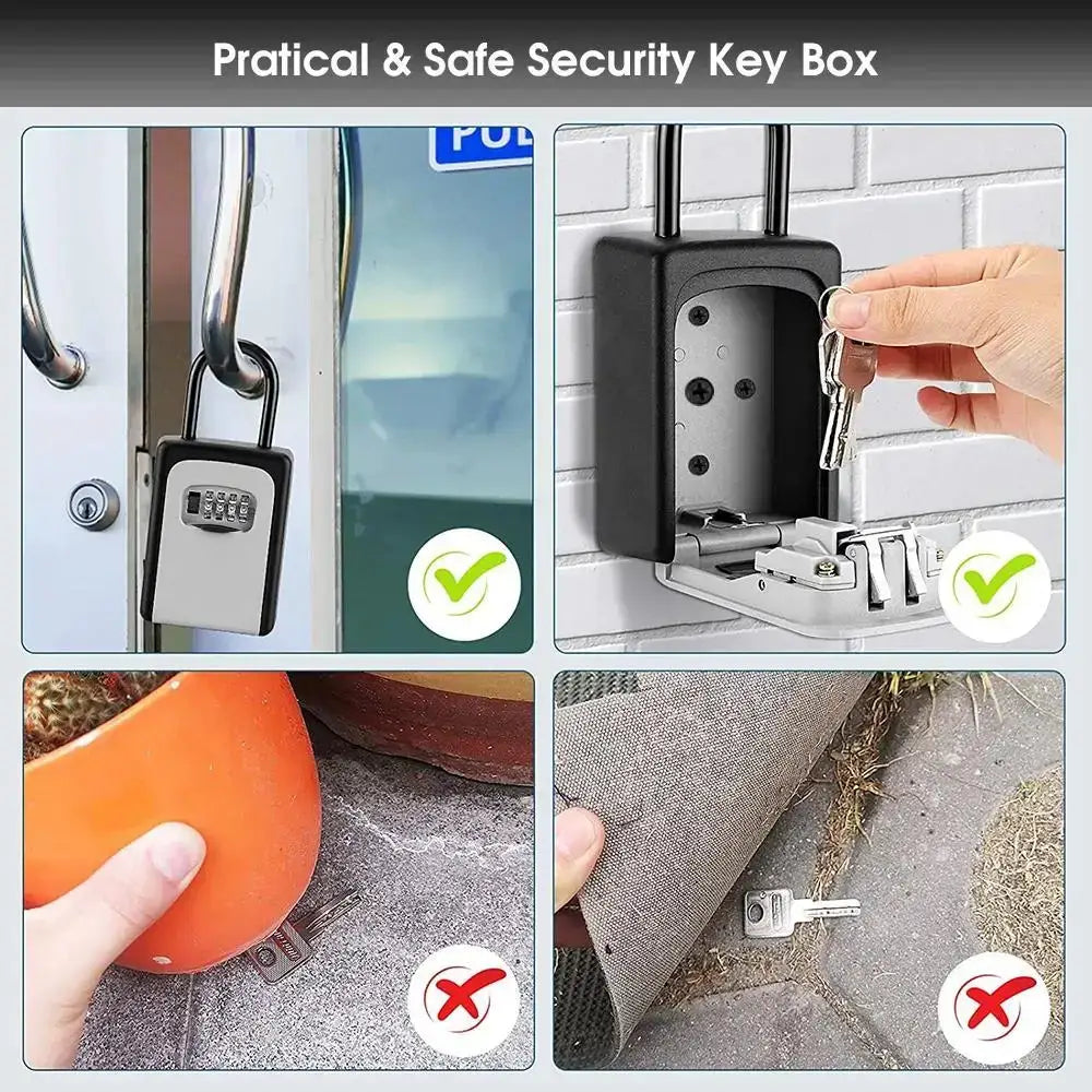 Wall-Mounted Key Keeper – 4-Digit Lock Box (available in Gray & Black) - SS