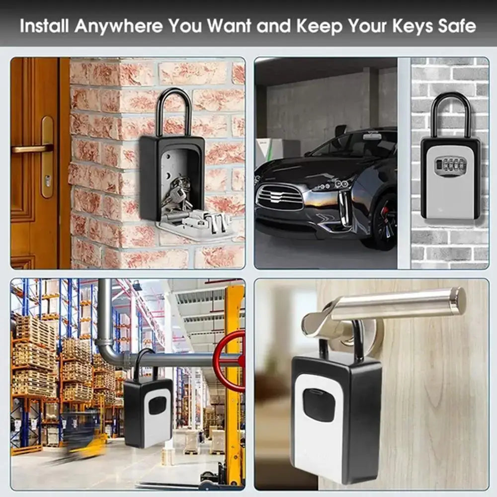 Wall-Mounted Key Keeper – 4-Digit Lock Box (available in Gray & Black) - SS